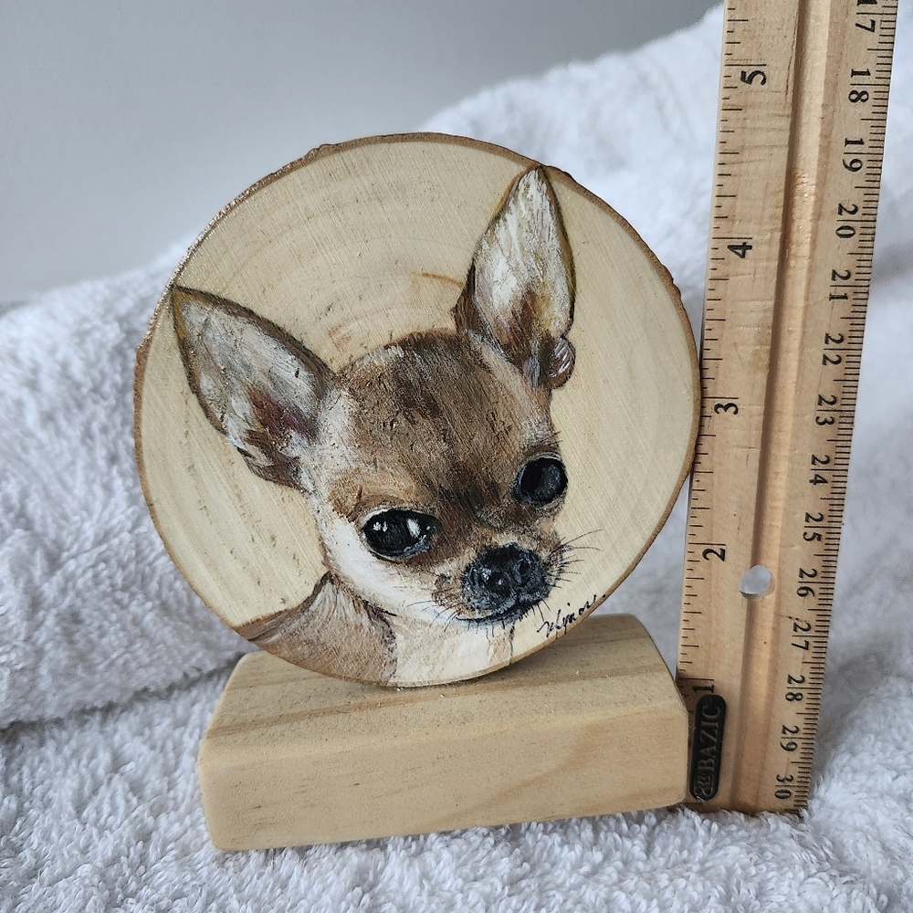 Handpainted Wooden Tile Chihuahua. Perfect Gift For a Dog Lovers. Home Decor. - Picture 6 of 6